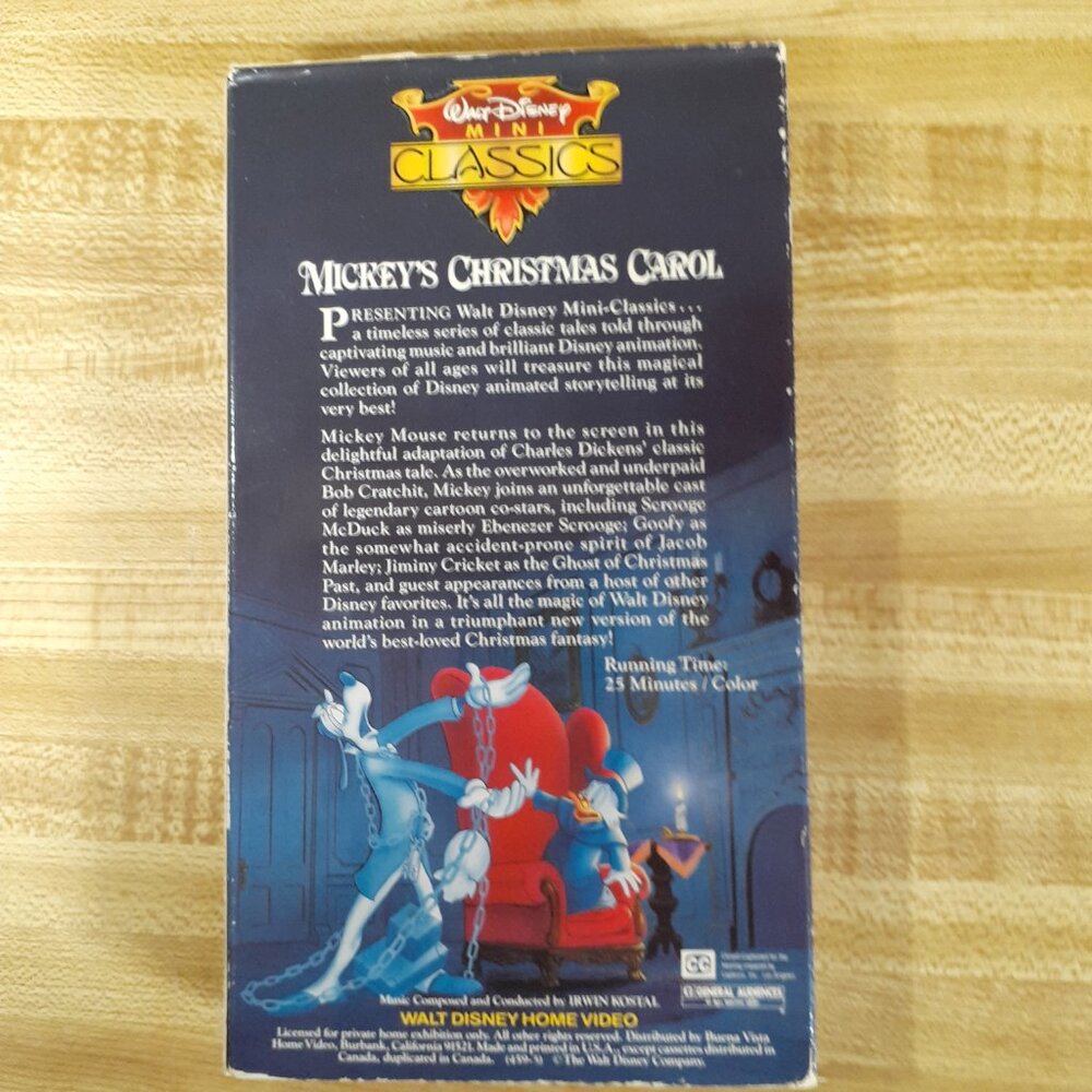 Walt Disney Mini Classics Mickey’s Christmas Carol VHS 1994 Vintage Holiday Tape - Picture 2 of 6